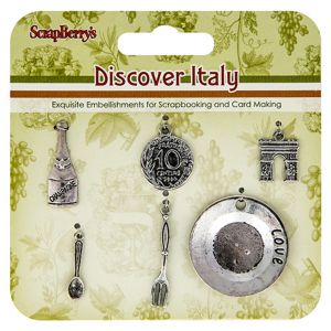 Zestaw Zawieszek Charms ScrapBerry's Discover Italy, 6szt